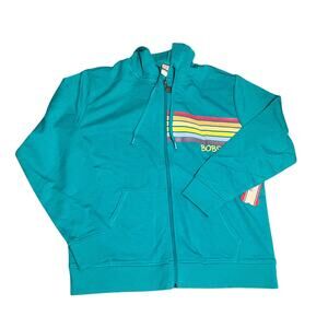 Skechers Jacket Bob Blue Rainbow Stripes Full Zip Hoodie Women's Size XL NEW
